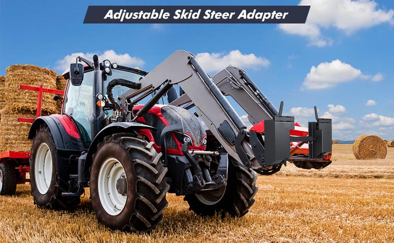 【GARVEE】Universal Skid Steer Quick Tach Conversion Adapter Mount Plate for Bobcat Kubota with 9.8'' Adjustable Cross Brace and 4000 LBS Weight Capacity, Black