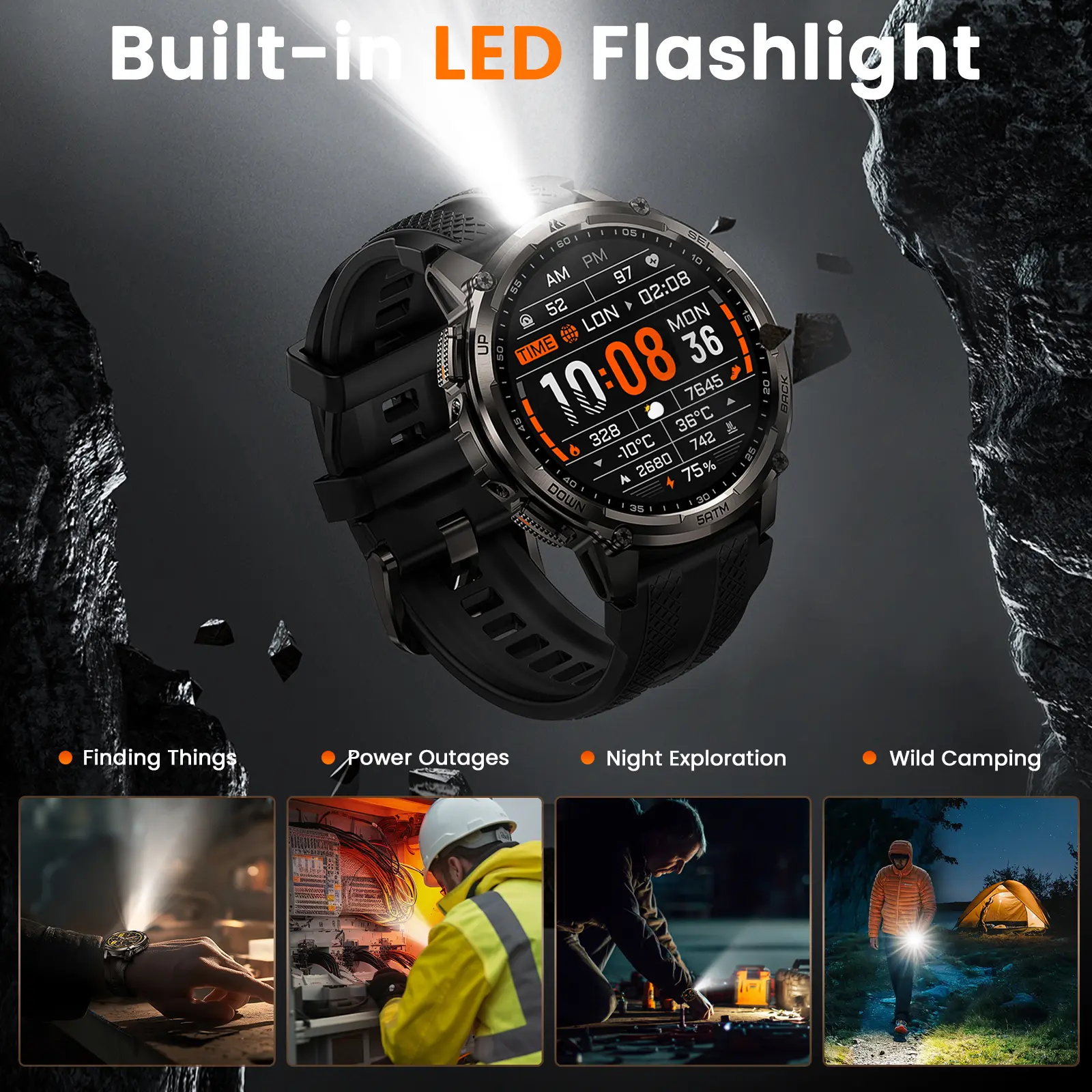 KOSPET Tank T4C Smart Watch for Men with LED Flashlight, 1.5” AMOLED Display, Dual-Band GPS&Compass, 50-Days Battery, 24/7 Heart Rate/Sleep Monitor, 50m Waterproof, Bluetooth Call/Walkie-Talkie KOSPET Tank T4C Smart Watch for Men with LED Flashlight, 1.5” AMOLED Display, Dual-Band GPS&Compass, 50-Days Battery, 24/7 Heart Rate/Sleep Monitor, 50m Waterproof, Bluetooth Call/Walkie-Talkie