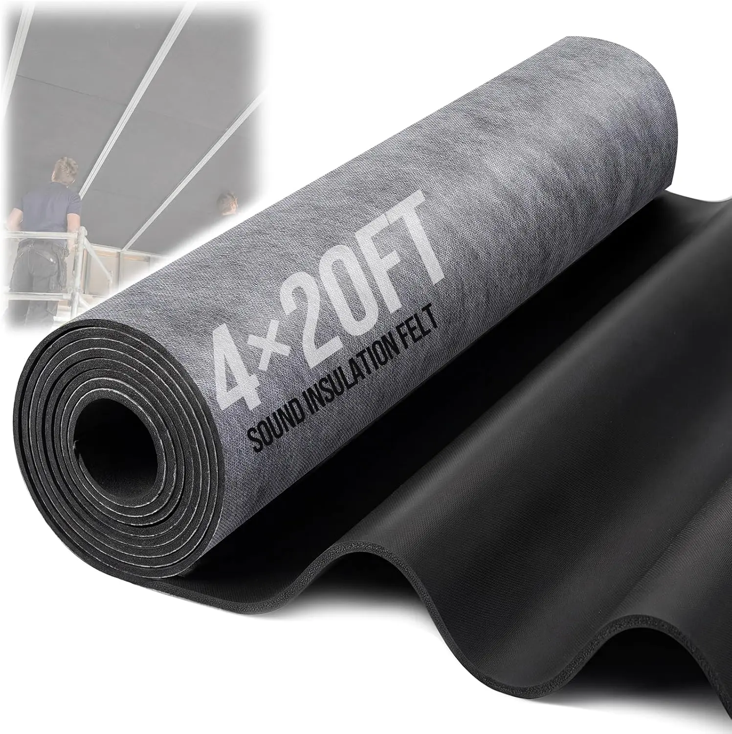 4 ft x 20 ft Mass Loaded Vinyl, 1/8 Inch Thick MLV Sound Barrier | 80 sq ft Noise Barrier Material for Walls, Floors, Ceilings, Studios, Offices and Home Improvement Projects, 80 Sq Ft Cover, Flexible Cut