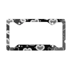 Black Hearts Metal License Plate Frame