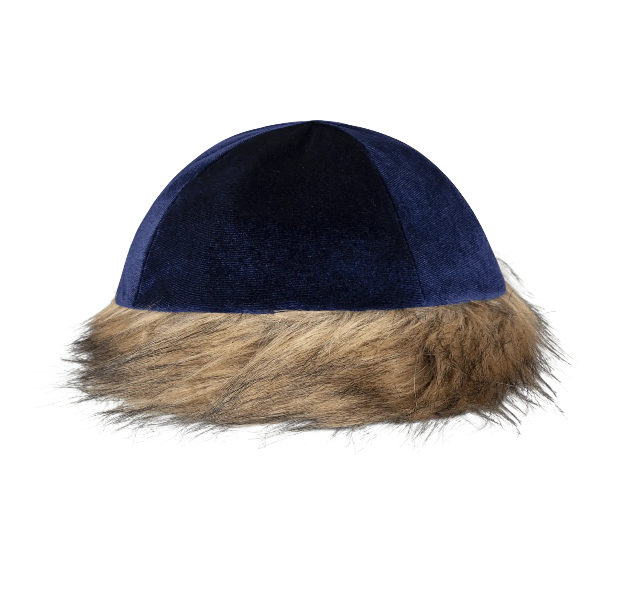 Mini Blue Shtreimel For Kids & Adults – Traditional Jewish Hasidic Costume Hat with Faux Fur Trim & Velvet Kippah - Costume Dress Accessory for Boys & Girls
