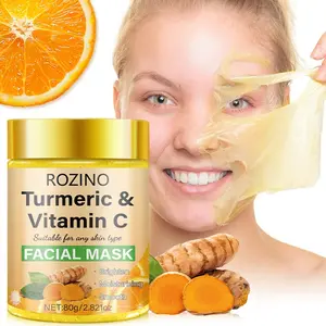 Rozino Turmeric Vitamin C Brightening Smooth Nourishing Facial Mask 80g, Full Effect Skin Care, Hydrating, Deep Nourishment, Portable Can Design, Suitable for Sensitive Skin