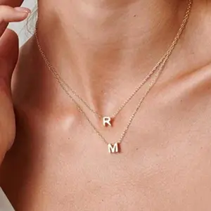 Women's Initial Necklace, Intial Necklace Delicate Letter Pendant Necklace, Fashion Waterproof Simple Necklace