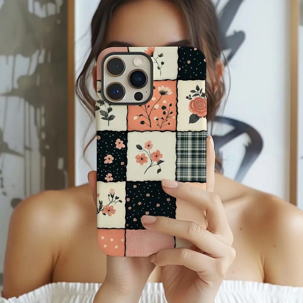 Beautiful floral and plaid patterns, durable and shock-absorbing glossy two-in-one phone case, suitable for iPhone 17, 16, 15, 14, 13, 12, 11, X, Samsung and other series models. Makes a great holiday gift for friends or family.