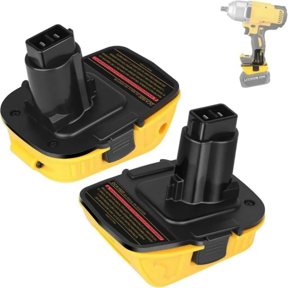 DCA1820 18V-to-20V Easier-Install Voltage Converter Power Tool Adapter (2 Pack), Compatible with Dewalt 18V Tools, Converts 20V Lithium Ion Battery DCB203 to XRP NiMh Batteries DC9096 DC9098