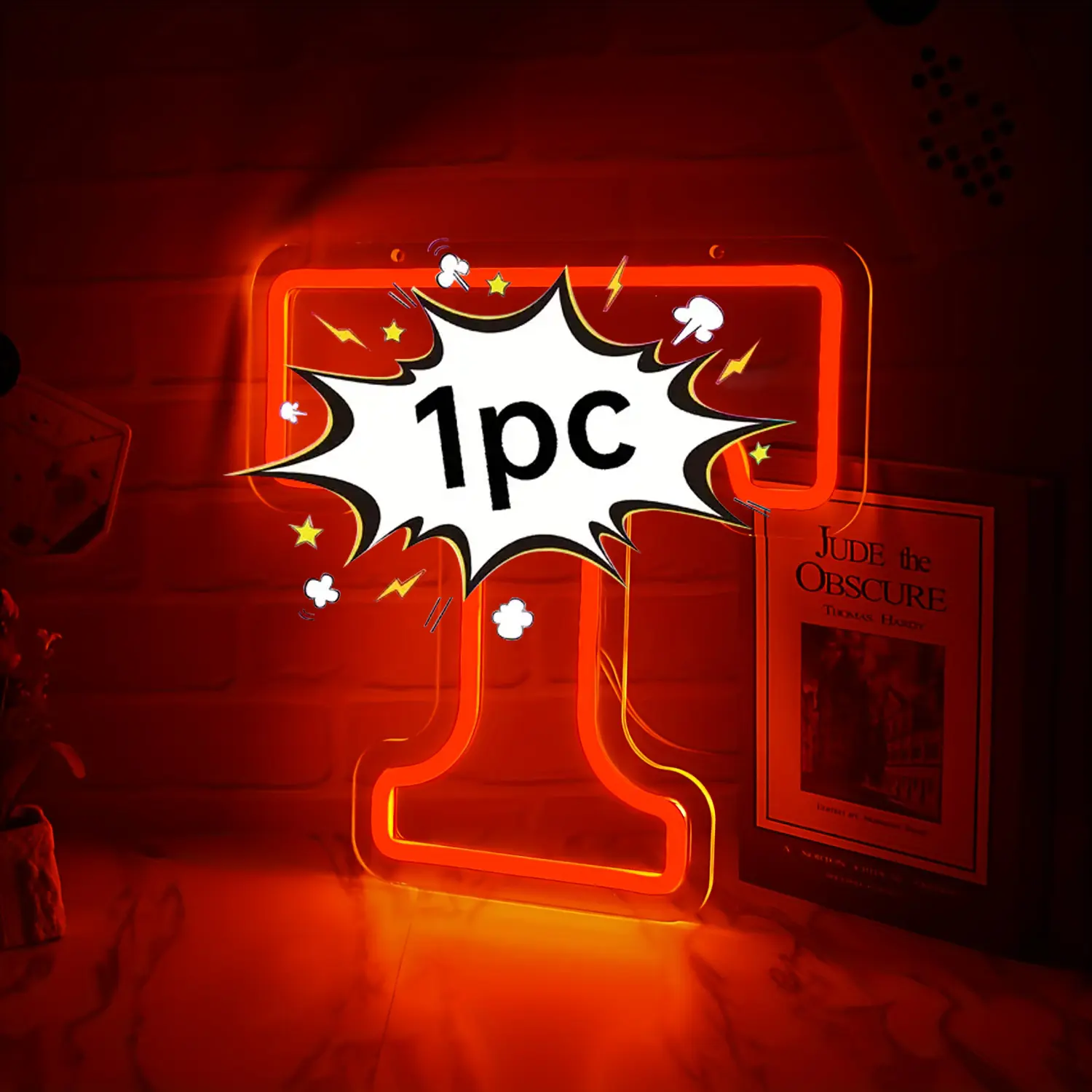 LED T Neon Sign with Silicon Strip - USB-Powered Touch-Safe Indoor Comic Theme Wall Decor for Sports Fans, Led-Powered Bright Colorful Illuminated Light Sign, Led Neon Signs, Bright Light Signs