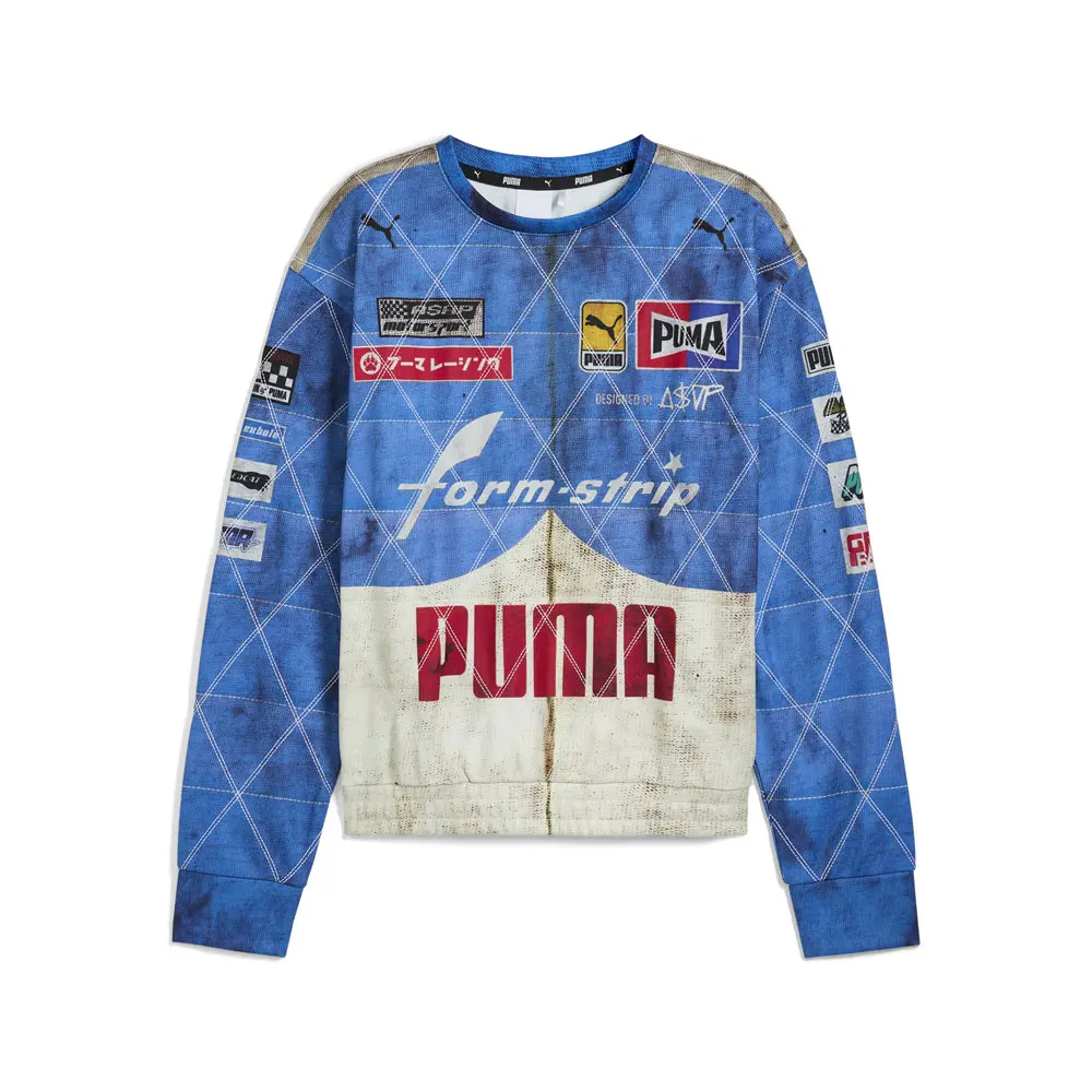 PUMA Mens X Quilted Crew Neck Sweatshirt Casual - Blue