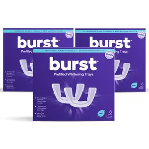 BURST Prefilled Teeth Whitening Trays 3 Pack- Advanced At-Home Dental White Trays, 18 Trays, 9 Treatments, 15% Hydrogen Peroxide For Professional-Grade Results