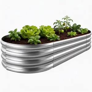 Galvanized Raised Garden Bed Kit, Oval Large Metal Planter Box for Vegetables, Herbs & Flowers, Outdoor Corrosion-Resistant Garden Beds for Patio, Yard, and Backyard