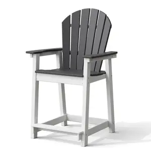 Outdoor Tall Adirondack Chairs, HDPE Weather Resistant Outdoor Balcony Patio Bar Stool Chair with Widened Arms, High Back, Footrest All-Weather Bar Chair for Garden, Yard, Backyard, Capacity 400lbs