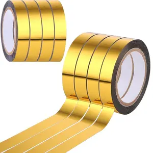 4 Rolls Metallic Mirror Tape, 65Ft DIY Graphic Art Tape Self-Adhesive Metalized Polyester Film Decor Tape for Wall Wardrobe Bathroom Decoration Gift Wrapping (Silver)