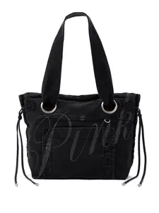 PINK Canvas Flat-Bottom Tote Bag