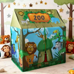 Forest Theme Kids Play Tent, Pretend Play House for Boys Girls, Fun Durable Foldable Toy Playhouse, Children Secret Base, Perfect Decor for Birthday, Christmas, Thanksgiving, Halloween, Ideal Holiday Gift, No Accessories Included