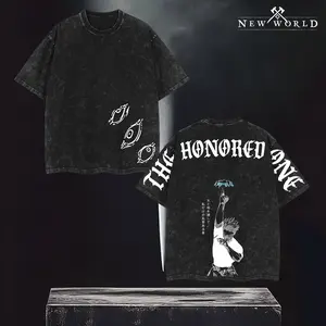 Gojo Satoru Tee, Honored One JJK Shirt, Washed Oversized Black Cotton Anime Drop 2025, Graphic, Menswear, Top, Streetwear