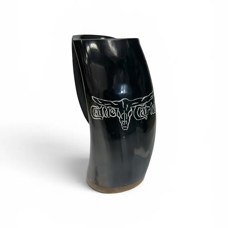 Cow Horn Coffee Cups Handcrafted Durable Drinkware with Unique Texture Natural Color Patterns Beer Stein Large Tea Mug Tumbler Cool 6.5in Tall 2.5in Wide Dishwasher Safe