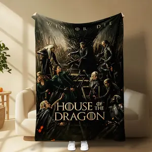 Dark Fantasy Dragon Throne Fleece Blanket, Medieval Kingdom Throw Blanket, Epic Warrior Flannel Blanket, Gothic Fantasy Couch Blanket