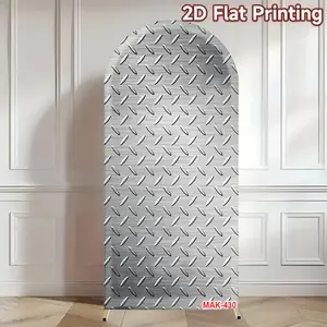 Silver Industrial Metal Arch Backdrop Cover for Boys Birthday Party Baby Shower Decoration Elastic Double-Sided Spandex Fabric
