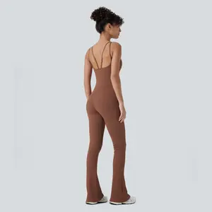 Halara Seamless Flow U Neck Backless Flare Yoga Jumpsuit