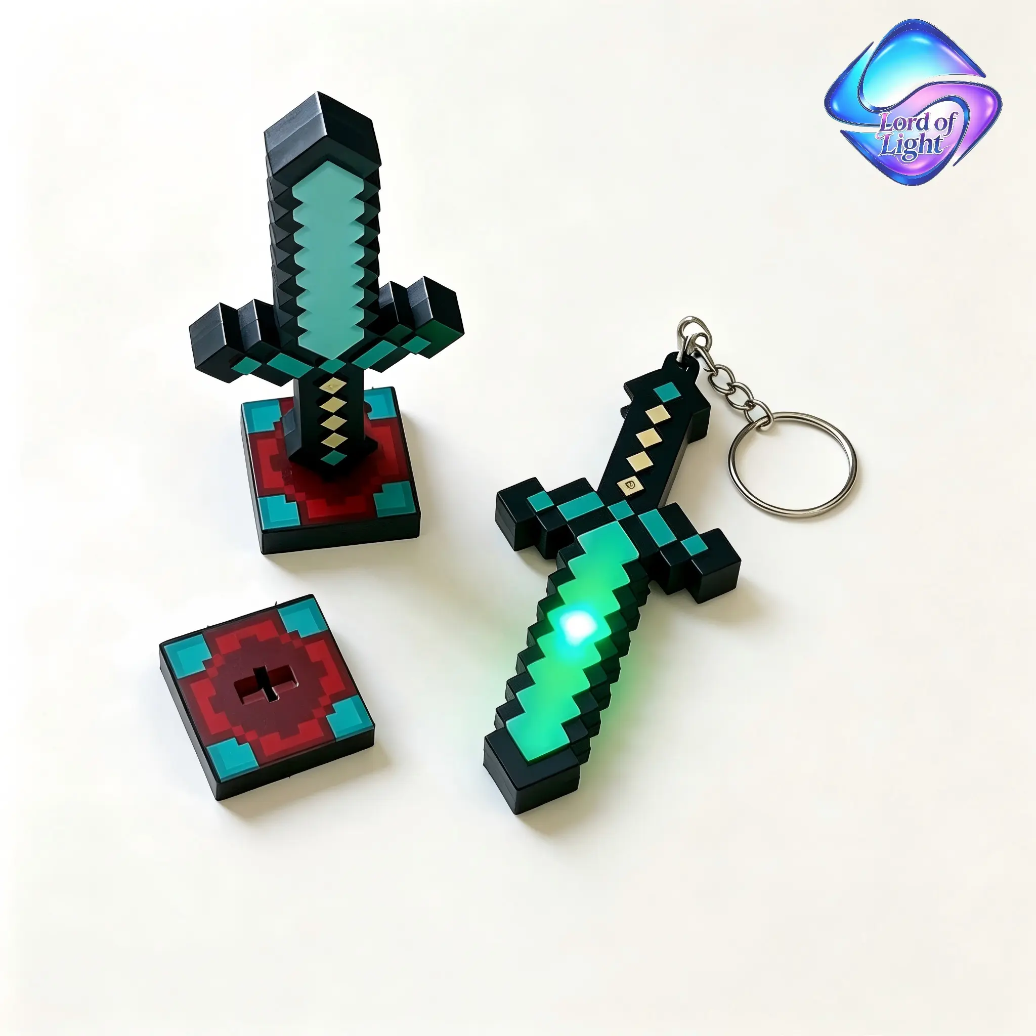 3-in-1 Color Changing LED Pixel Sword Keychain Rechargeable Mini Flashlight Decor Gift