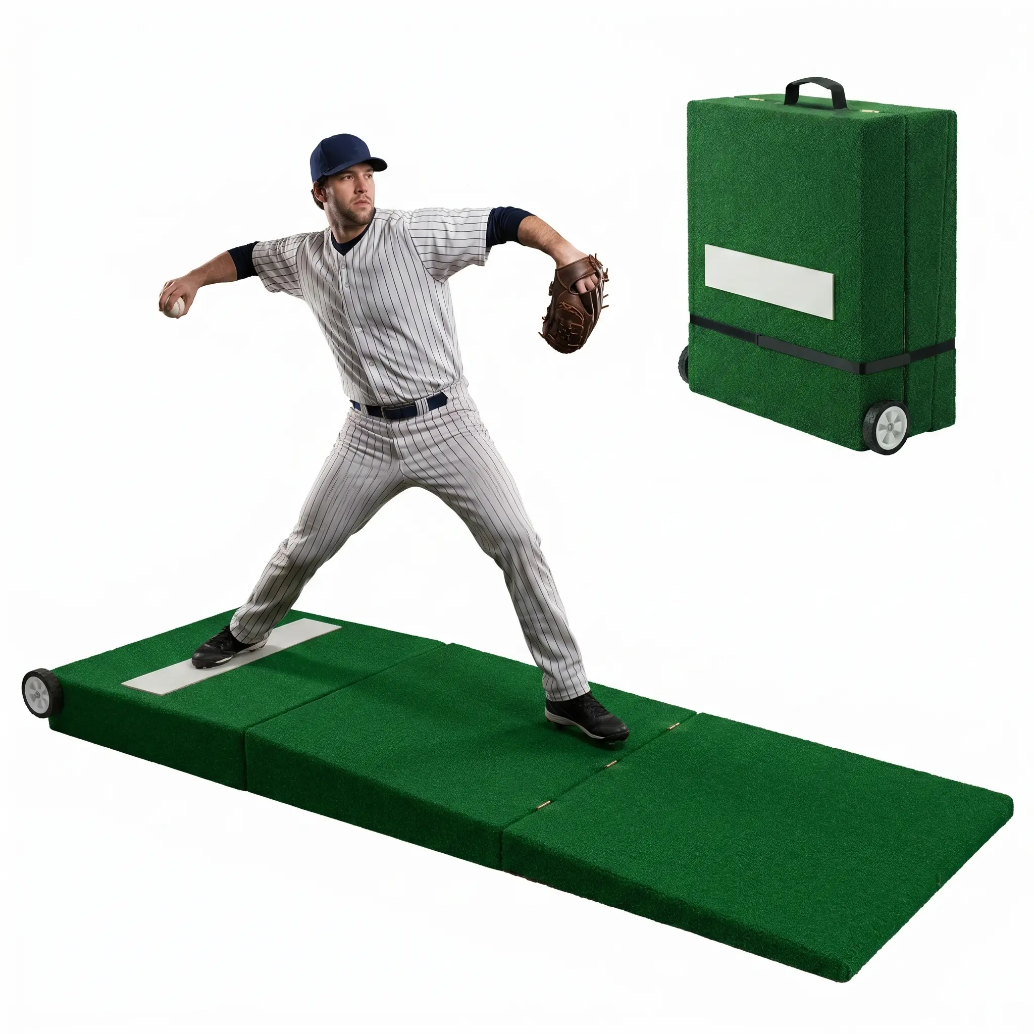 Efficraft Portable Foldable Baseball Pitching Mound Set - Pitching Mound with Pitching Rubber for Indoor/Outdoor Use (Includes Baseball)