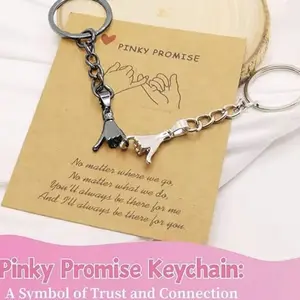 2pcs Pinky Promise Gift Matching Couple Gifts Valentines Day Gifts for Him Her Boyfriend Girlfriend Best Friend Matching Keychains for Couples Wife Husband Birthday Gifts
