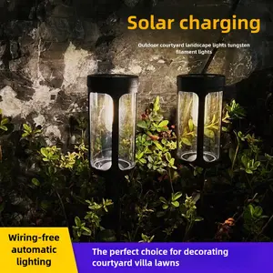 4 Pack Solar tungsten filament courtyard garden ground lawn atmosphere landscape light tungsten filament lamp outdoor lighting street light