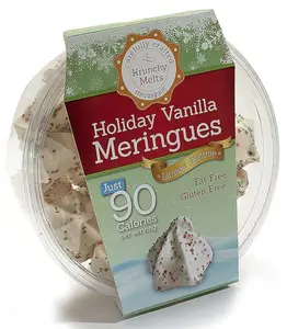 Krunchy Melts Original Meringue Cookies | Holiday Vanilla Flavor | Only 90 Calories Per Serving | Fat Free, Gluten Free, Dairy Free (4 Oz)