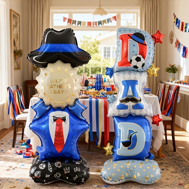 A Set of 2 Standing Balloons for Father'S Day Decoration, Featuring a 'Happy Father'S Day' Celebration Balloon And 'DAD' Letter Balloons, Suitable for Father'S Day Parties, Birthdays, And Family Gatherings to Create a Warm And Fun Festive Atmosphere