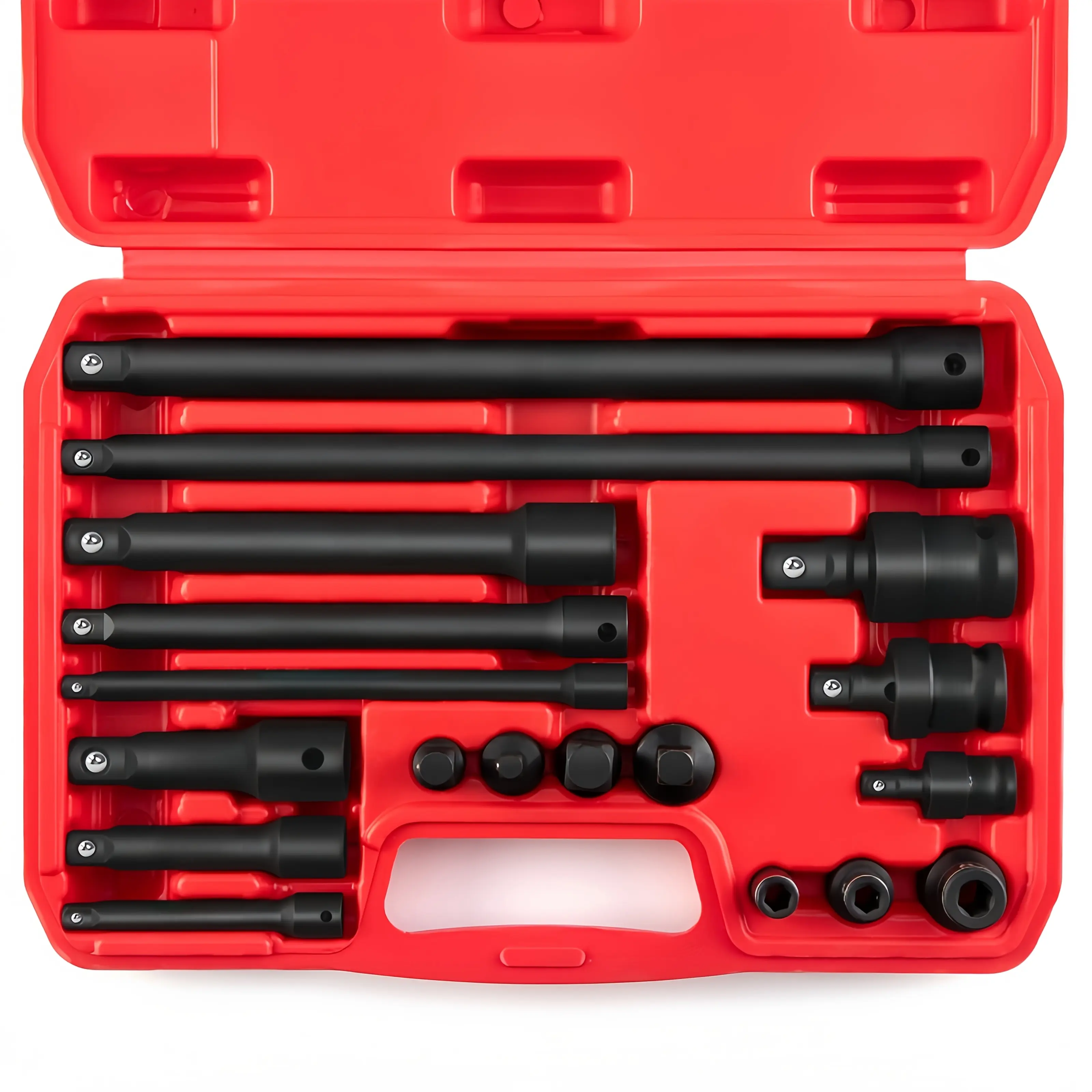18Pcs Cr-Mo Steel Impact Socket Accessory Kit - 1/4", 3/8", 1/2" Drive Extension Bars, Universal Swivel Joint, Socket Reducer Adapters for Automotive Repair, Household Maintenance torque multiplier