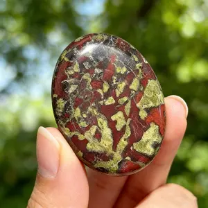 3pcs Natural Dragon Blood Jasper Worry Stone,  Palm Stone, Healing Crystal Fidget Stone Chakra Wellness Gift