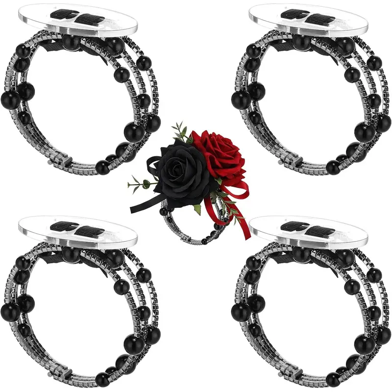 wrist corsage for black dress Amazon.com: Floraest Black Corsage and Boutonniere Set Elegant Corsage  Wristlet Accessories for Prom,Wedding Brides Bridesmaids, Homecoming, and  Formal Events (1, Black) : Home & Kitchen