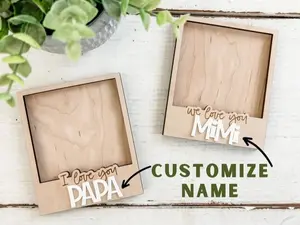 Custom Mini Wood Photo Frame for Grandparents, Engraved Magnetic Picture Frame, Gift for Grandparents, Grandma, Grandpa, Mother's Day Gift, Wood Picture Frame, Picture Frame Magnet