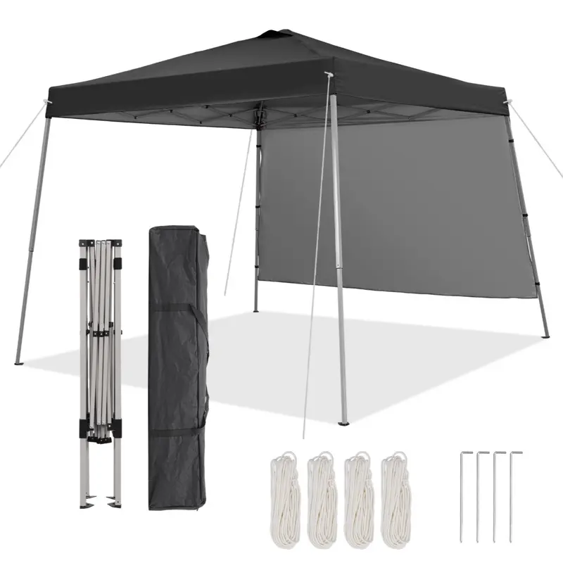 10x10 Pop Up Canopy Tent - 1 Push Setup, Sturdy Stable Water Resistant UV Protected Outdoor Shade Shelter with Vents, Wheeled Carry Bag for Beach Camping Farmers Markets, All Weather Heavy Duty Portable  Canopy (color will be randomly selected)