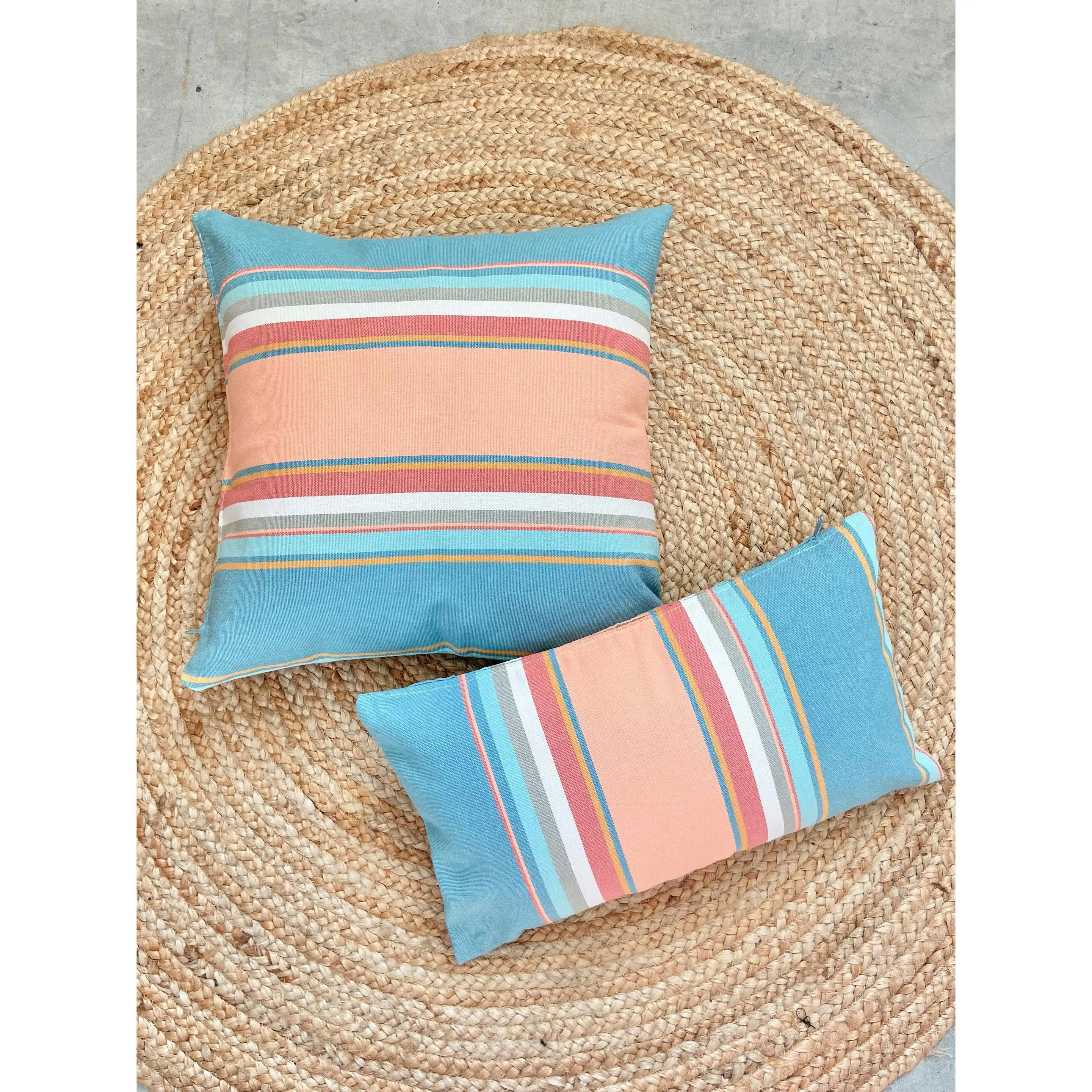 Pink and Blue Striped Throw Pillow Cover - Pastel Colors Pillow Sham - 100% Cotton Pillow Cover - Pink and Light blue patio decor