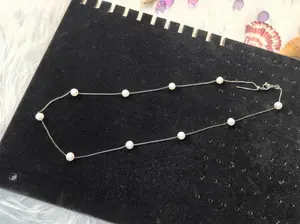 Natural freshwater pearl necklace, starry sky pearl necklace, length 45cm/approximately 18 inches, adjustable length needle chain, pearl size 6-7mm, classic versatile style, perfect for gifting and self wearing, comes with a gift box