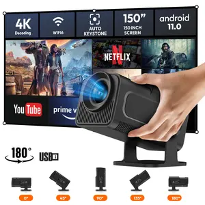 XGODY Gimbal5 Smart Mini Projector - Full HD 1080P, 4K Support, Night Light Projection, Android 11, WiFi 6, Bluetooth, Auto Keystone, Built-in Audio for Home Theater