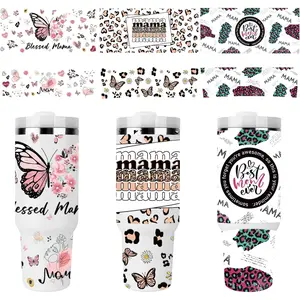 UV DTF Cup Wrap - 6 Sheets Mama UV DTF Cup Wrap for 40 OZ Tumbler Mom Leopard Print UVDTF Cup Wraps Butterfly  UV DTF Wrap Stickers for Glass Cups Mom Gifts