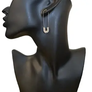 Rhinestone Safety Pin Earrings