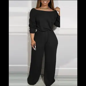 2025 women's new fashion elegant large size wide leg jumpsuit