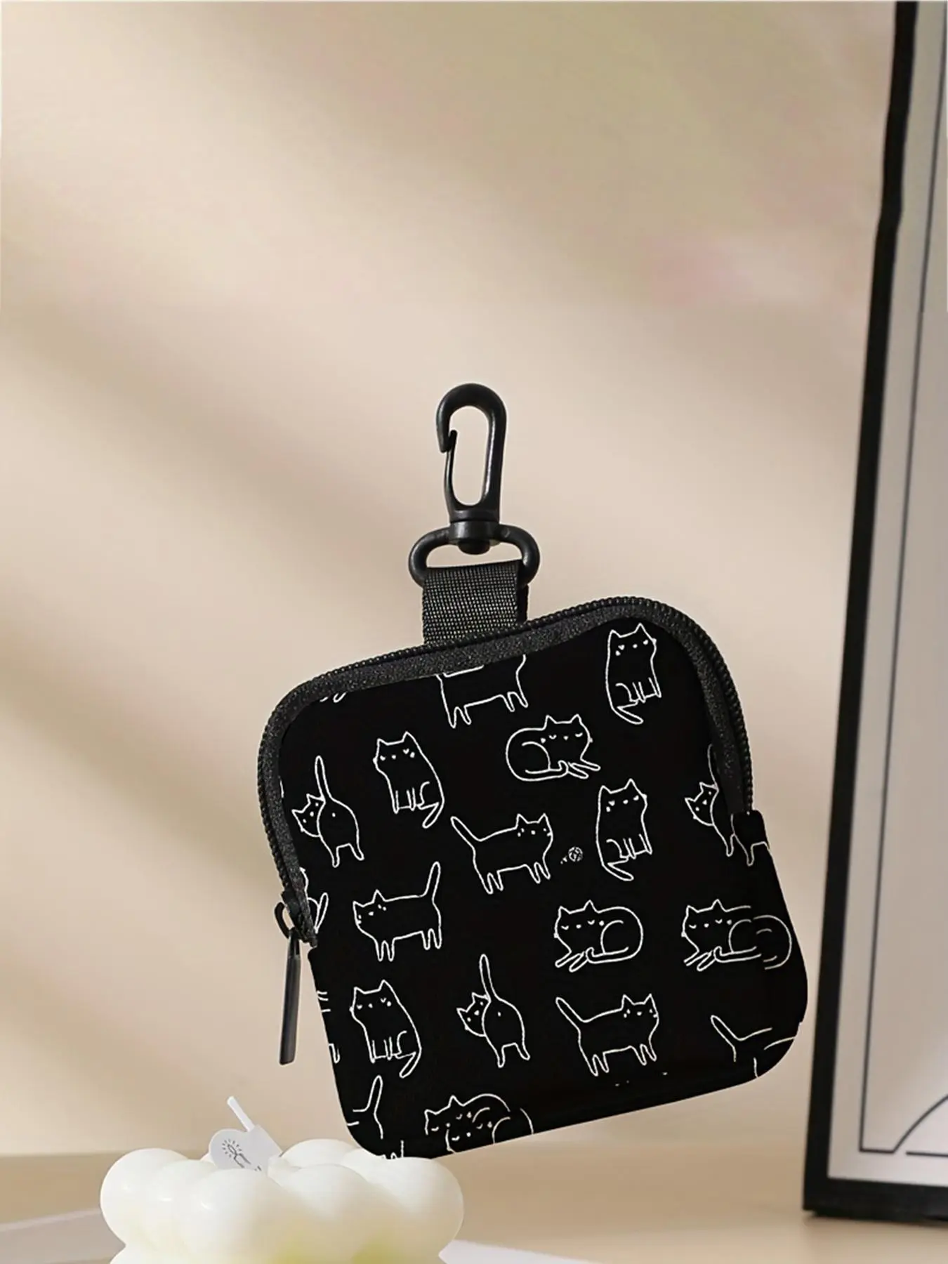 Cute Cat Pattern Coin Purse, Multi-functional Storage Bag, Durable Polyester Coin Purse, Cute Zipper Wallet, Zipper Wallet Design, Ideal Gift for Women & Girls, Coin Pouch