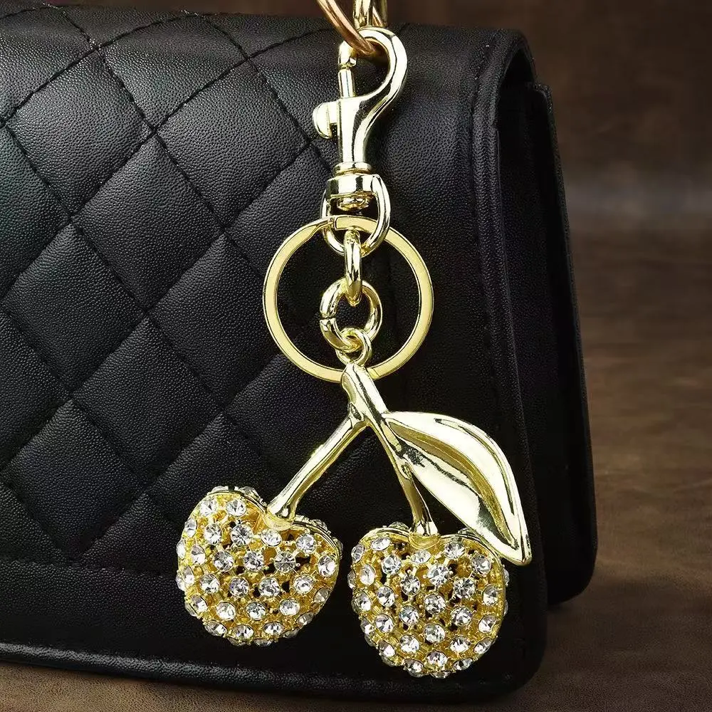 {Fashionable and versatile glittering cherry keychain} glittering fruit cherry keychain, versatile keychain for bags, suitable for couples, women, holiday gifts Charm Jewellery