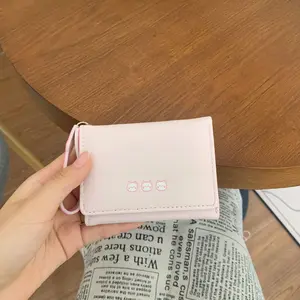 Cheese Wallet Japanese Style Cute Card Bag Short Women's Coin Purse 30% Fold Small Fresh Embroidery Texted Card Bag