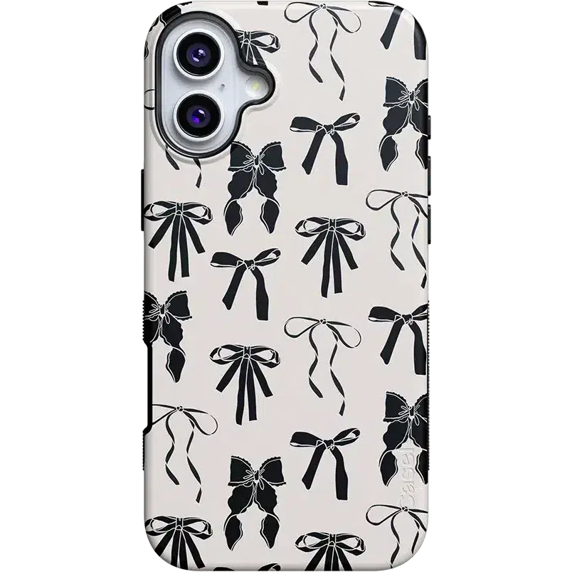 Casely iPhone 16 Case | Goth Girlie | Black Bows | Bold Protective Design | Compatible with MagSafe