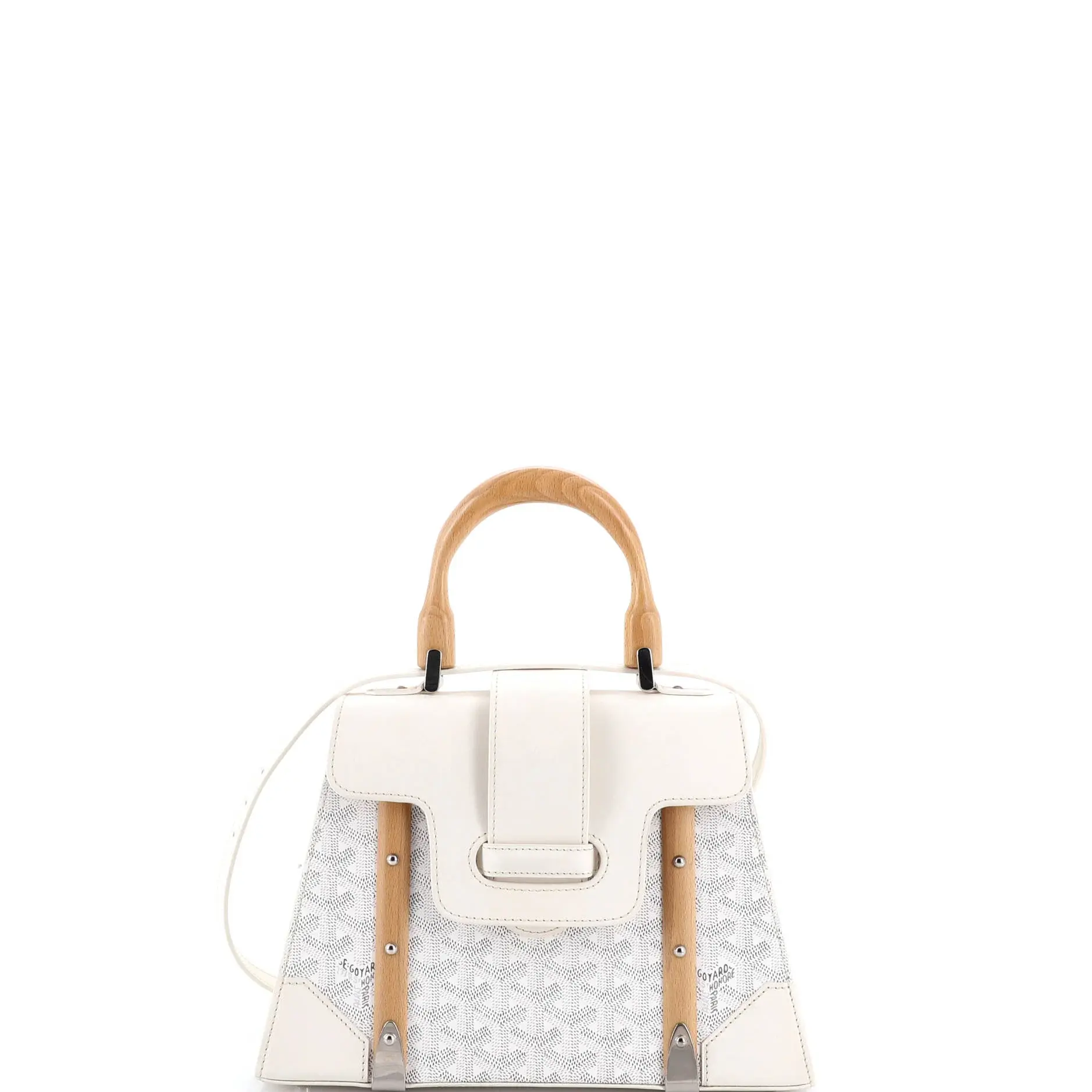 Pre-owned Goyard Canvas Coated, Leather, Wood Top Handle Bags Saigon Top Handle Bag Coated Canvas with Leather PM by Rebag