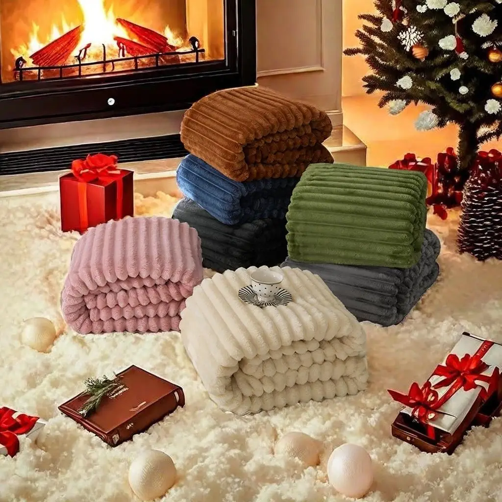 Solid Color Plush Bed Blanket, 1 Count 320gsm Soft Comfortable Warm Bedding Blanket, Bedroom Bedding Supplies for Home Office Travel, Soft Fleece Blan