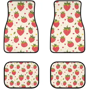 Sweet Strawberry 4-Piece Car Floor Mats, Auto Foot Mats All Weather Universal Fit Car Decor Accessories Fit for SUV, Vans, Sedans, Trucks ﻿