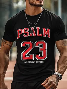 Men's Letter & Number Print Round Neck Tee, Regular Fit Casual Short Sleeve Crew Neck T-shirt for Daily Wear, Men's Top for All Seasons, Athletic T Shirt