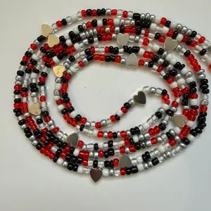 Waistbeads - Queen of Hearts.. Comes with Charms either silver or gold hearts…  50/60 inches
