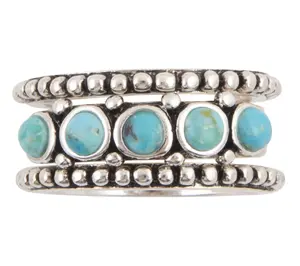 Barse Artisan Crafted Turquoise Stackable Ring Set
