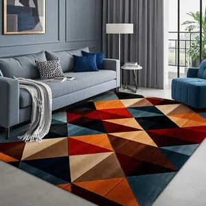 Geometric Pattern Floor Mat, 1 Count Non-slip Washable Floor Carpet, Decorative Area Rug for Home Living Room Bedroom Hotel Dormitory